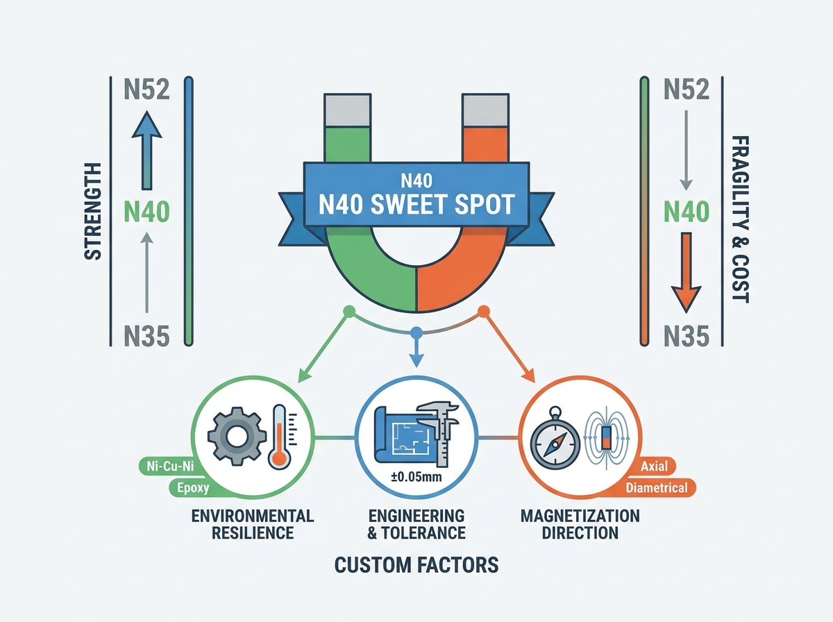 Custom N40 Magnet manufacturing and engineering selection process