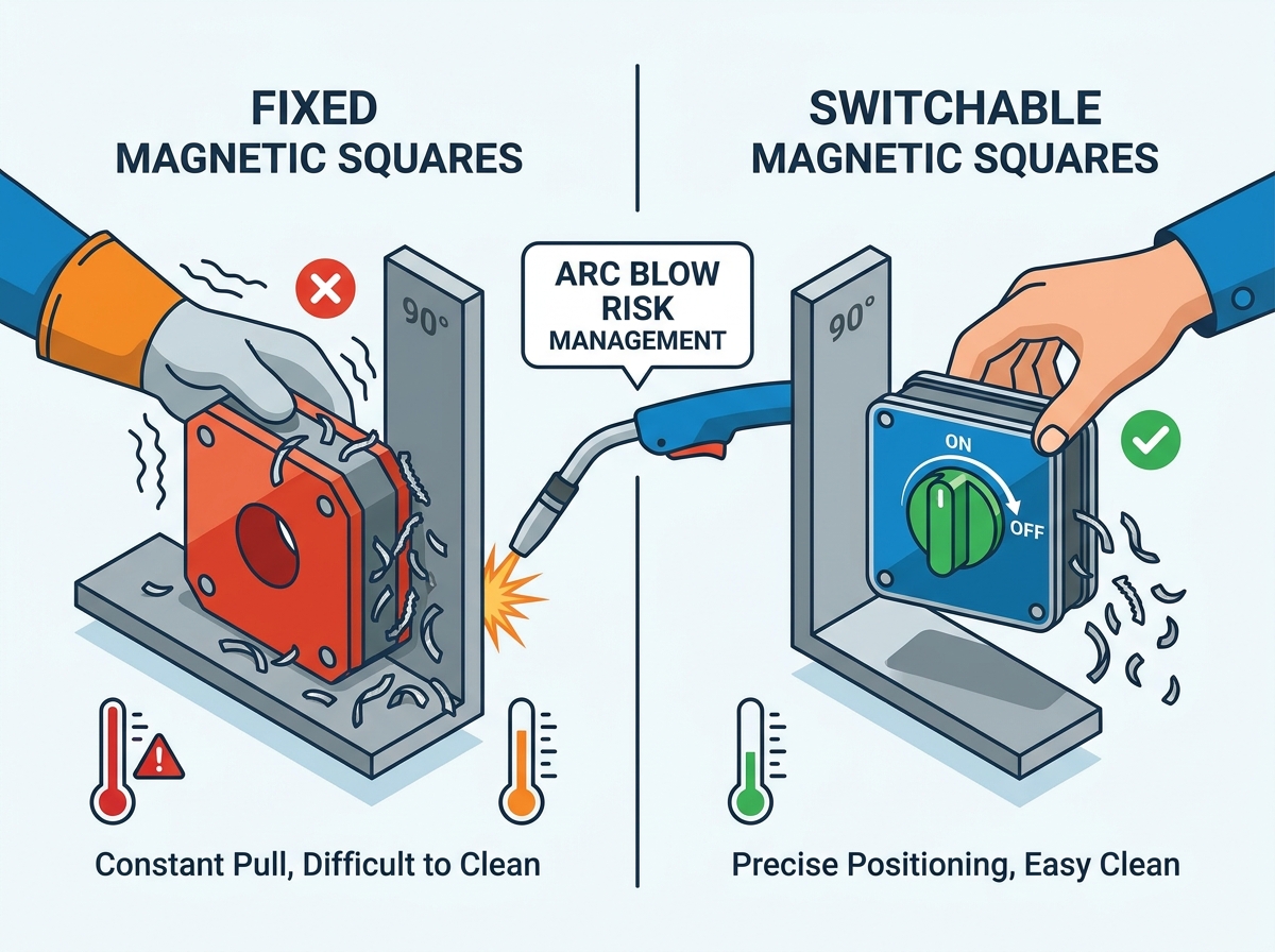 Magnetic square used in metal fabrication