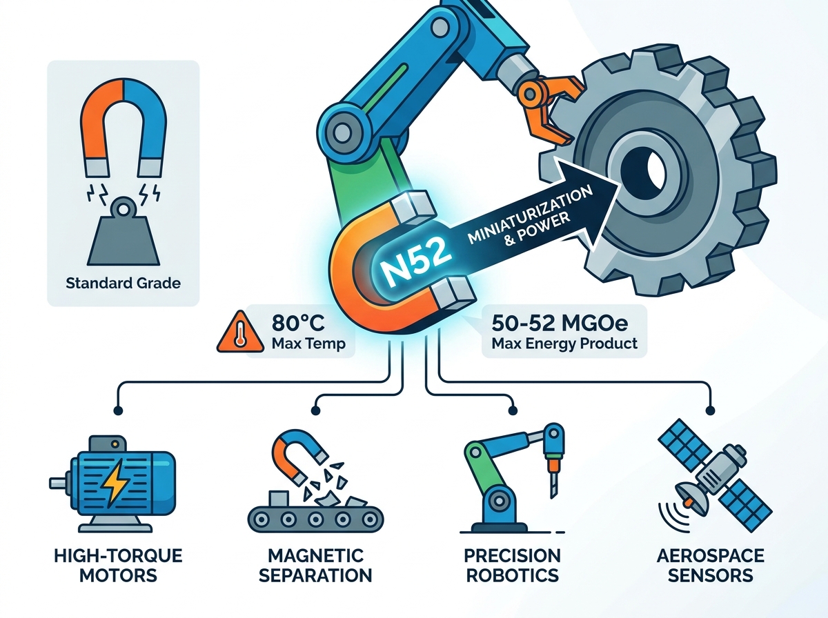 Custom N52 Magnets for Industrial Applications