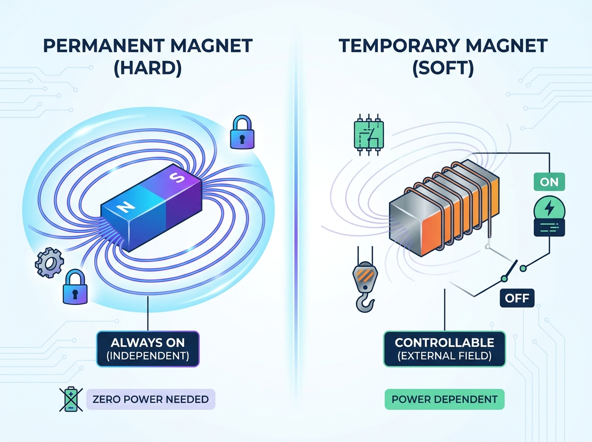 Permanent Magnet vs Temporary Magnet Core Differences